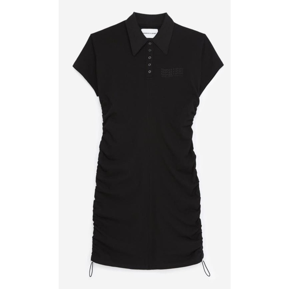 The Kooples x Sport Short Black Cotton Dress with Side Drawstrings Size Large